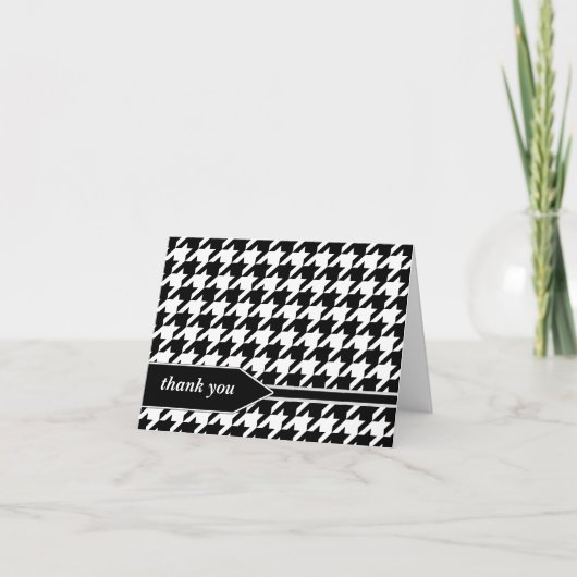 Zwarte Classy Houndstooth bedankkaartjes Bedankkaart (Voorkant)
