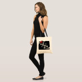Zwarte clematis ladybug-hartontwerp tote bag (Voorkant (model))