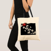 Zwarte clematis ladybug-hartontwerp tote bag (Voorkant (product))