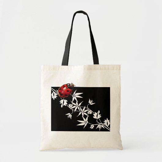 Zwarte clematis ladybug-hartontwerp tote bag (Voorkant)