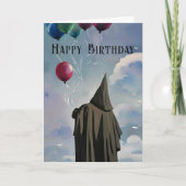 Zwarte Cloak-ballonnen en wolken Gothic Birthday Kaart (Voorkant)