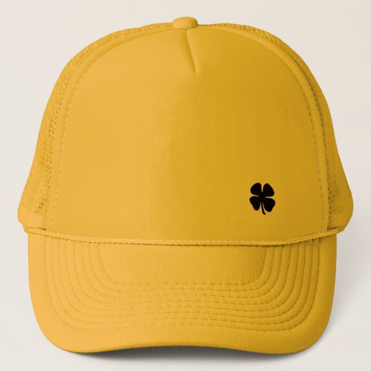 Zwarte Clover gele truckerhoed van schuim Trucker Pet (Voorkant)