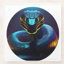 Zwarte cobra slang in je gezicht glazen onderzetter