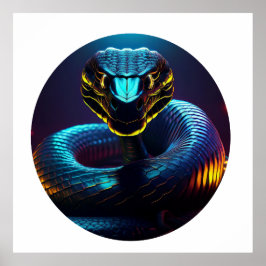 Zwarte cobra slang in je gezicht poster