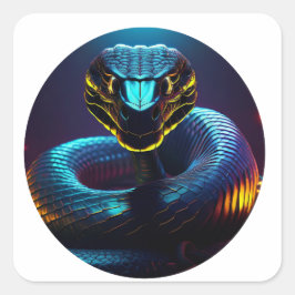 Zwarte cobra slang in je gezicht vierkante sticker