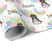 Zwarte Cockapo Cavapoo Hond Verjaardag Cadeaupapier (Rol Hoek)