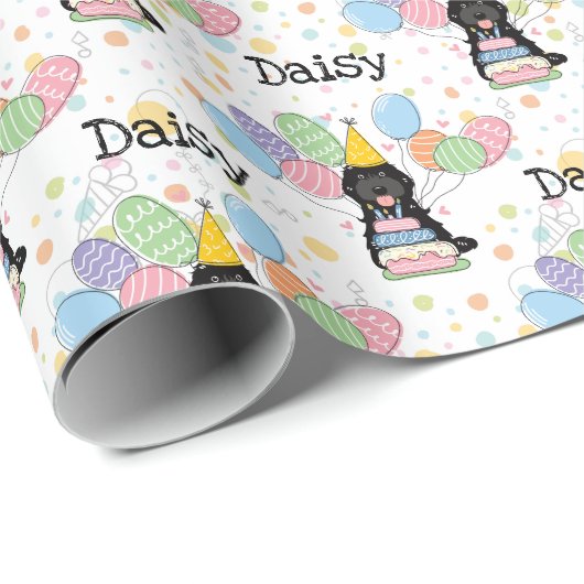 Zwarte Cockapo Cavapoo Hond Verjaardag Cadeaupapier (Rol Hoek)