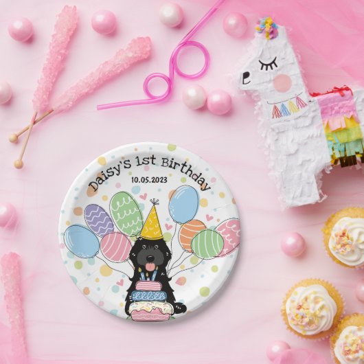 Zwarte Cockapo Cavapoo Hond Verjaardag Papieren Bordje (Feest)