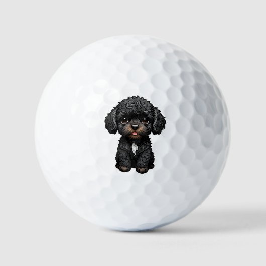 Zwarte Cockapoo Golfballen (Voorkant)