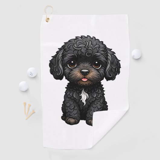 Zwarte Cockapoo Golfhanddoek (Insitu)