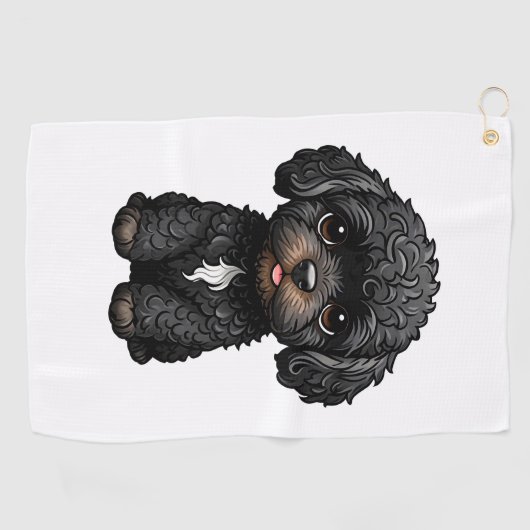 Zwarte Cockapoo Golfhanddoek (Horizontaal)
