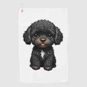 Zwarte Cockapoo Golfhanddoek (Voorkant)