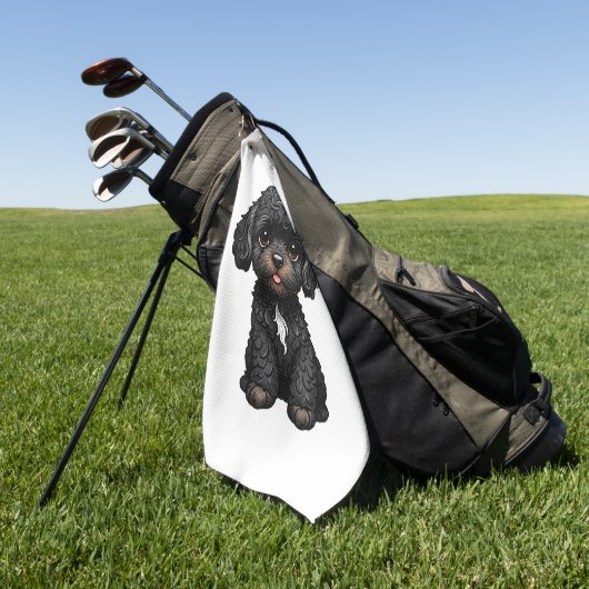 Zwarte Cockapoo Golfhanddoek (Groen)