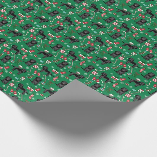 Zwarte Cockapoo-kersthond Cadeaupapier (Hoek)