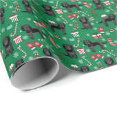 Zwarte Cockapoo-kersthond Cadeaupapier (Rol Hoek)