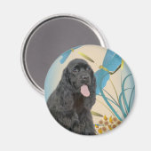 Zwarte Cocker Spaniel en Dragonflies Magnet (Voorkant / Achterkant)