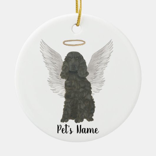 Zwarte Cocker Spaniel Hond Condoleance Herdenking Keramisch Ornament (Voorkant)