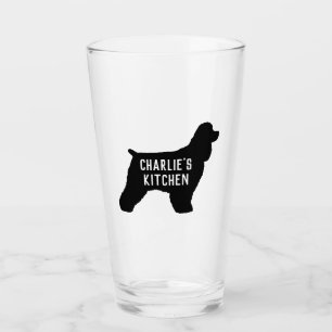 Zwarte Cocker Spaniel Hond Silhouet Gepersonalisee Glas