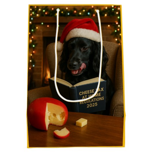 Zwarte Cocker Spaniel Kerstcadeauttas Medium Cadeauzakje (Achterkant)