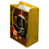 Zwarte Cocker Spaniel Kerstcadeauttas Medium Cadeauzakje (Achterkant Gekanteld)