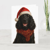 Zwarte Cocker Spaniel Kerstkaart Kaart (Voorkant)