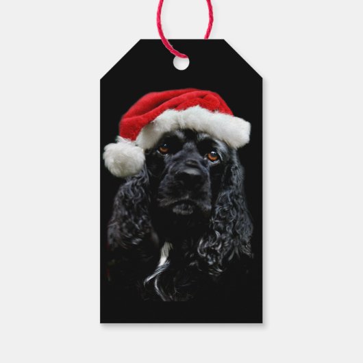 Zwarte Cocker Spaniel Kerstmis Cadeaulabel (Achterkant)