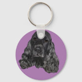 Zwarte Cocker Spaniel Sleutelhanger (Voorkant)