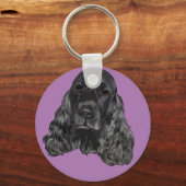 Zwarte Cocker Spaniel Sleutelhanger (Voorkant)