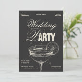 Zwarte cocktail bruiloft kaart (Staand voorkant)