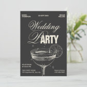Zwarte  cocktail bruiloft kaart (Staand voorkant)