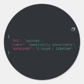 Zwarte Coder Humor Ronde Sticker –  (Voorkant)