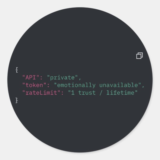 Zwarte Coder Humor Ronde Sticker – (Voorkant)