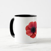 Zwarte Combo Mok - Anemoon Bloem (Voorkant links)