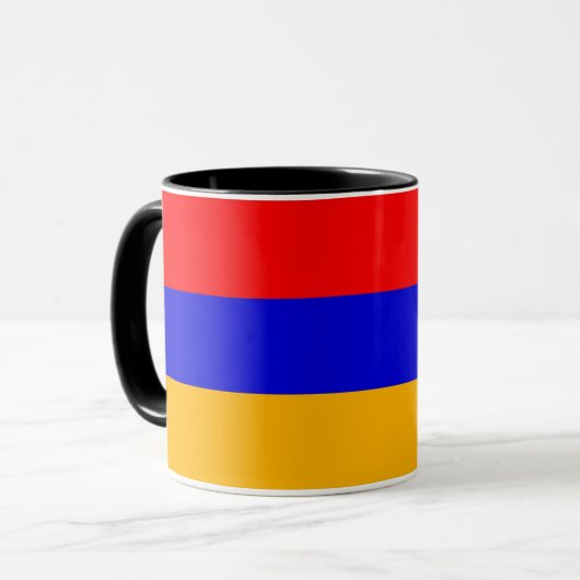 Zwarte Combo Mok met vlag van Armenië (Voorkant links)