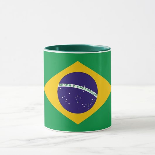 Zwarte Combo Mok met vlag van Brazilië (Midden)