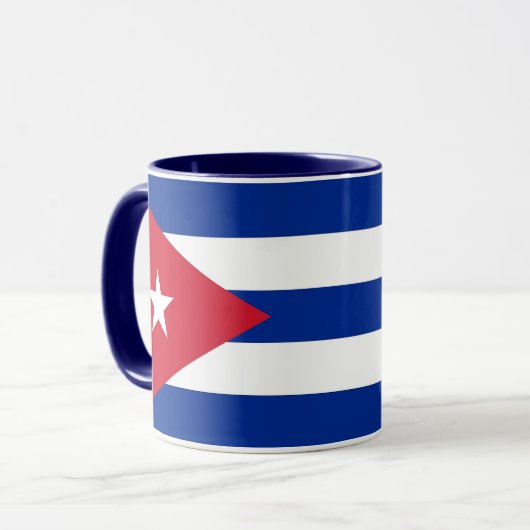 Zwarte Combo Mok met vlag van Cuba (Voorkant links)
