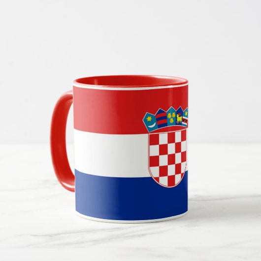 Zwarte Combo Mok met vlag van Kroatië (Voorkant links)
