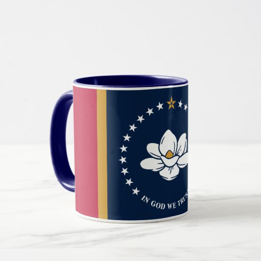 Zwarte Combo Mok met vlag van Mississippi, VS (Voorkant links)