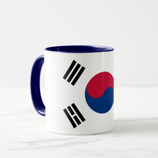 Zwarte Combo Mok met vlag van Zuid-Korea (Voorkant links)