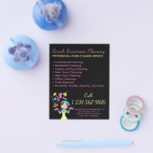 Zwarte commerciële schoonmaakster huishoudelijke r flyer (Enkel)