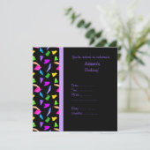 zwarte confetti BIRTHDAY INVITATIE Kaart (Staand voorkant)