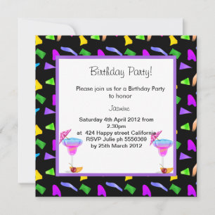 zwarte confetti BIRTHDAY PARTIJ INVITATIE Kaart