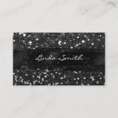 Zwarte Confetti Glitter en penseelstreken Visitekaartje (Voorkant)