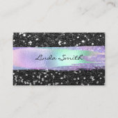 Zwarte Confetti Glitter Iriserende penseelstreken Visitekaartje (Voorkant)
