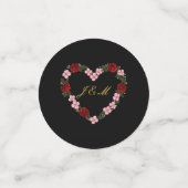 Zwarte confetti met een roze en rode hart (Kleine voorkant)