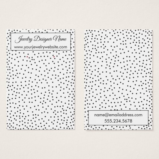 Zwarte Confetti op White Earring Holder Display Visitekaartje (Voorkant /achterkant)
