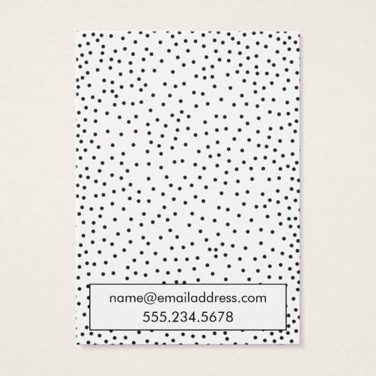 Zwarte Confetti op White Earring Holder Display Visitekaartje (Achterkant)