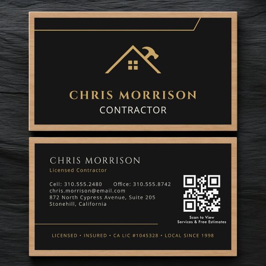 Zwarte Constructie Professionele Houten QR-Code Visitekaartje