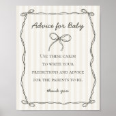 Zwarte Coquette Boog Advies voor Baby shower Game Poster (Voorkant)