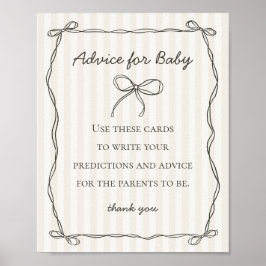 Zwarte Coquette Boog Advies voor Baby shower Game Poster